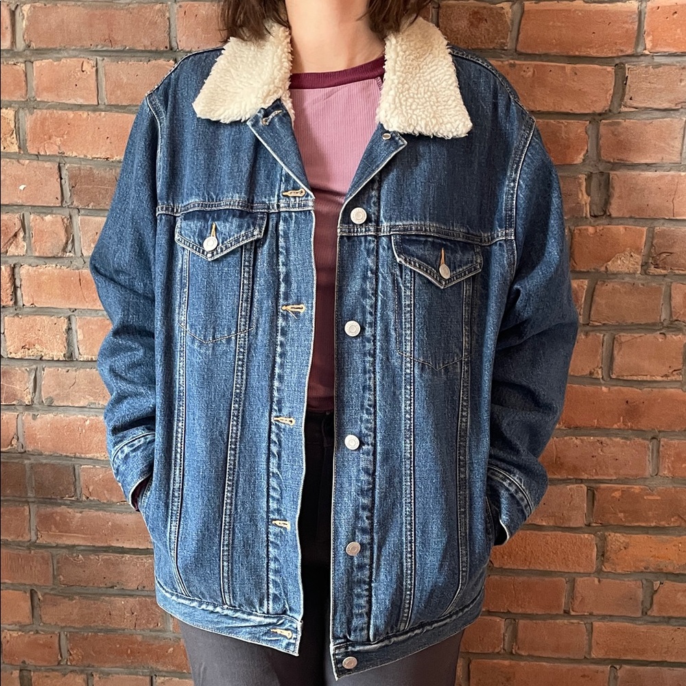 Denim Sherpa-Lined Jacket